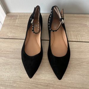 Belle by Sigerson Morrison Black Suede Flats with Strap